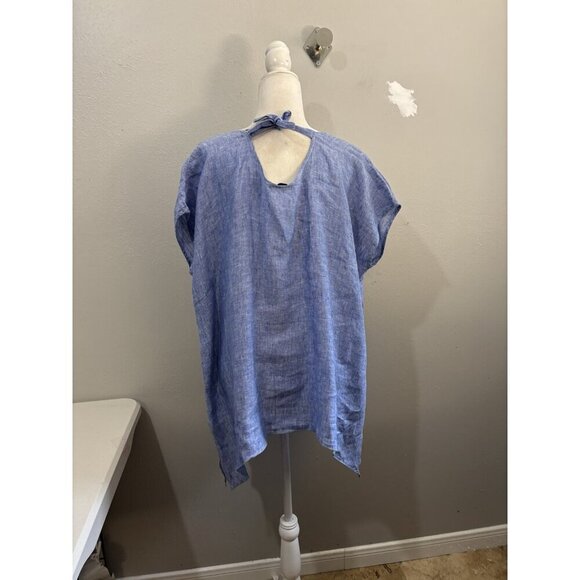 Tutu&lilli Linen Boxy Tunic Blouse Blue Women Xs/S Oversized Made USA - Picture 6 of 10